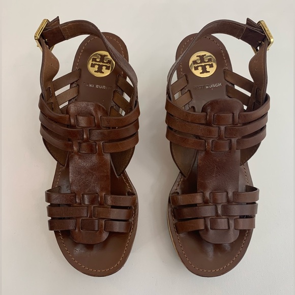 Tory Burch Leslie Brown Cork Platform Wedge Sandals 9 - Picture 10 of 10